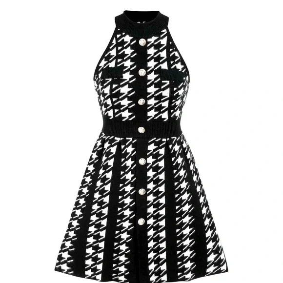 Cider | Dresses | Houndstooth Knitted Dress Size M | Poshmark